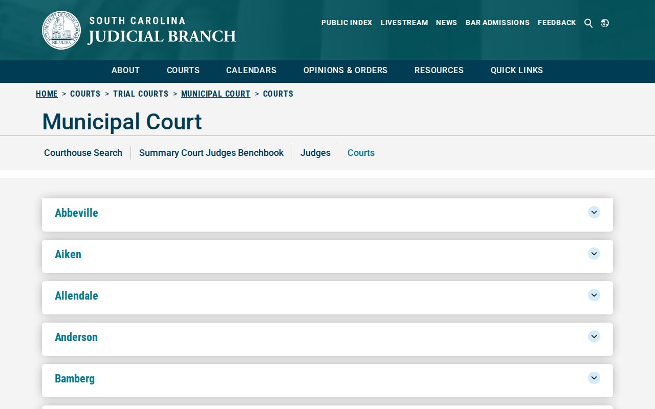 Florence County municipal warrant court directory