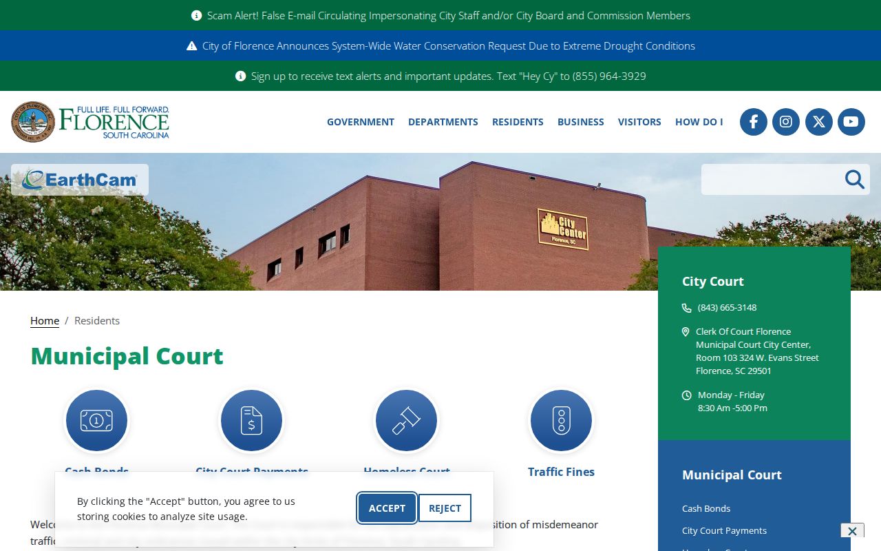 Florence city warrant court contact information