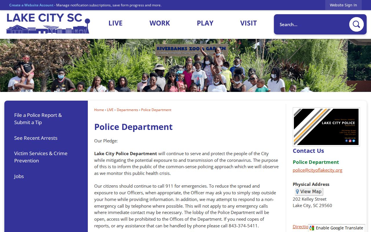 Lake City Police Department warrant contact information
