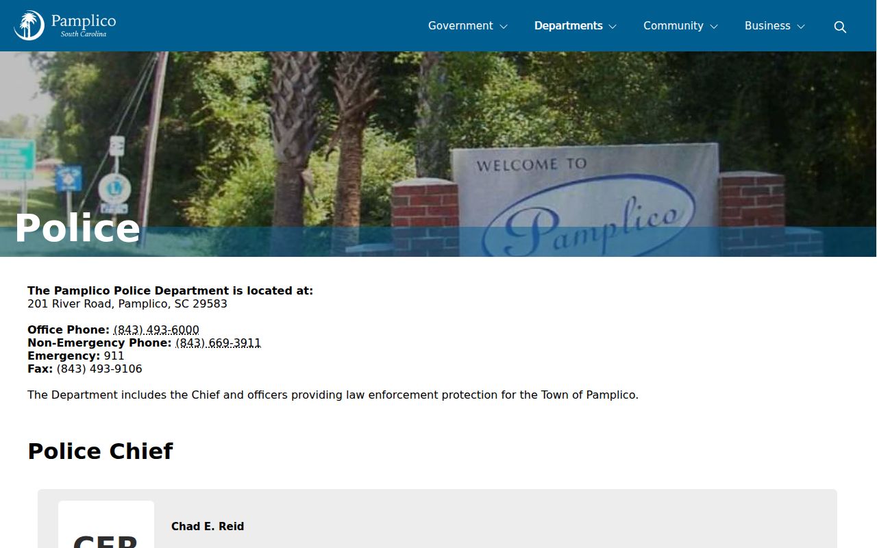 Pamplico warrant police department contact information