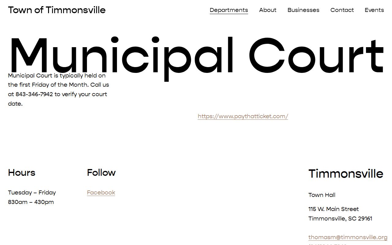 Timmonsville warrant court schedule and payment information