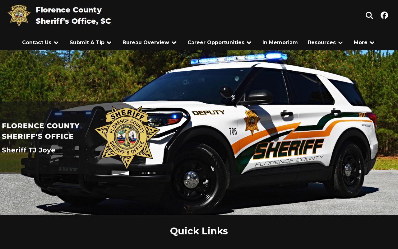 Florence County warrant records agency contact page