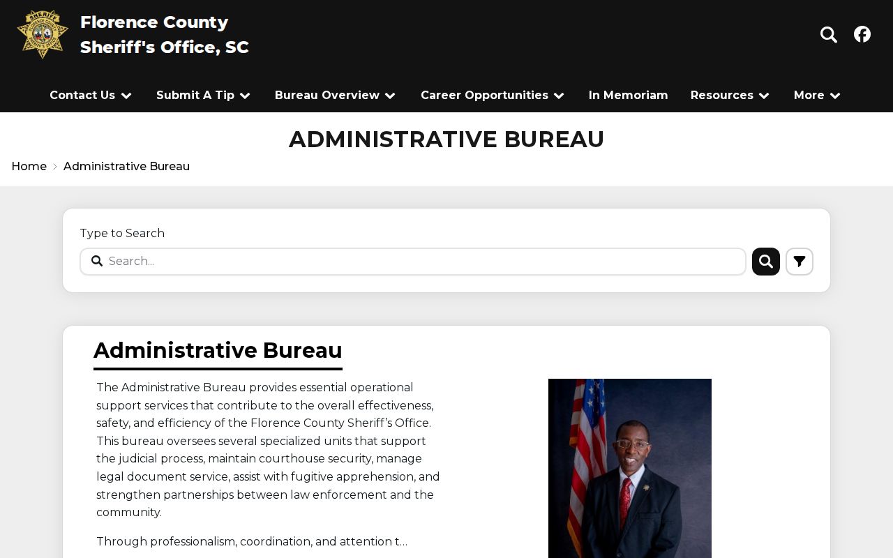 Florence County active warrant unit and Crime Stoppers contact page